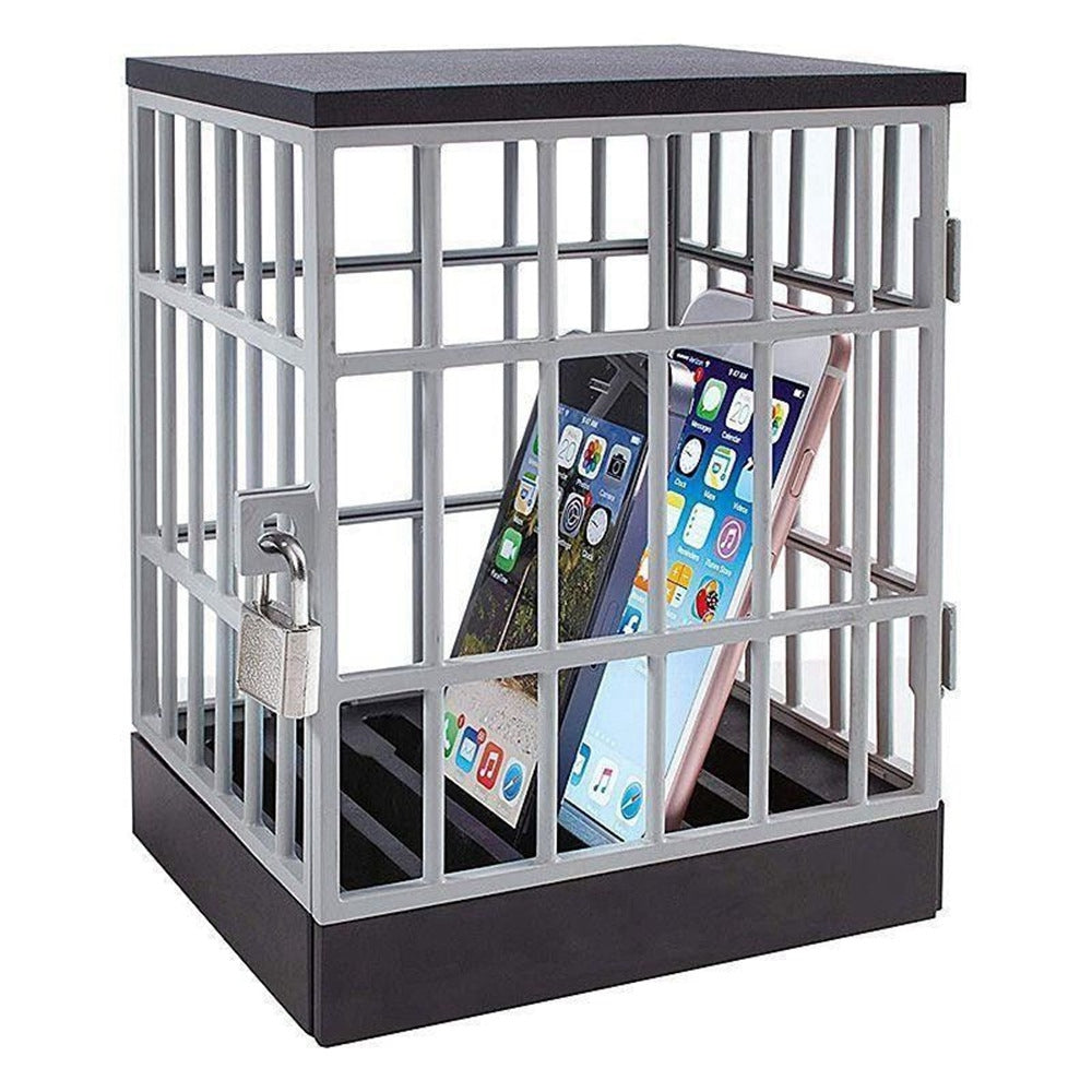 Jail for Cell Phones Creative Mobile Phone Prison Cell Phones Storage Cage Lock Up Safe Smartphone Stand Holder for Classroom Home Office Party
