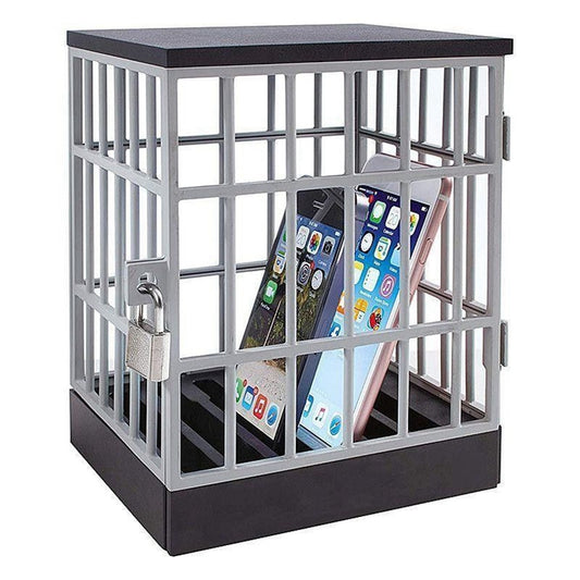 Jail for Cell Phones Creative Mobile Phone Prison Cell Phones Storage Cage Lock Up Safe Smartphone Stand Holder for Classroom Home Office Party
