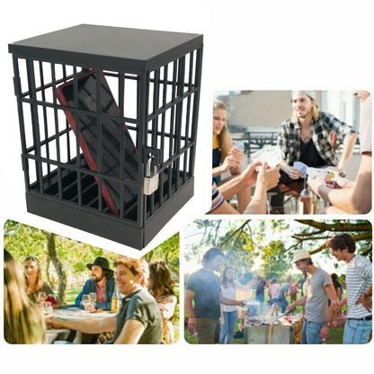 Jail for Cell Phones Creative Mobile Phone Prison Cell Phones Storage Cage Lock Up Safe Smartphone Stand Holder for Classroom Home Office Party