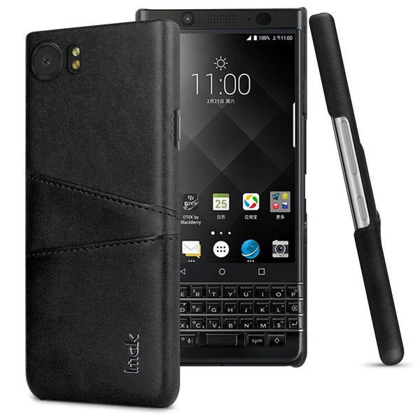 IMAK Ruiyi Series Leather Skin Plastic Phone Shell with Card Holder for BlackBerry Keyone/DTEK70