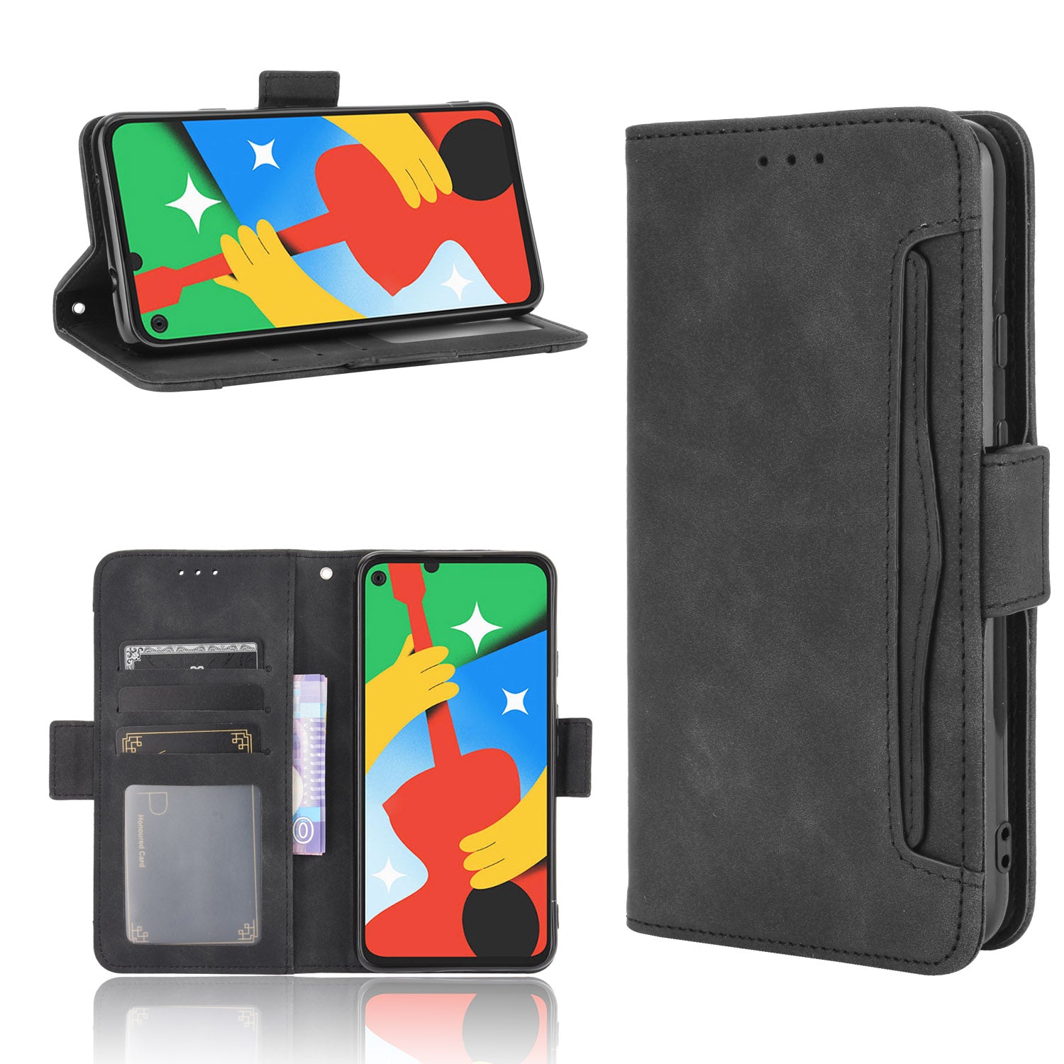 Multi-slot Leather Case Wallet Stand Cover Protector for Google Pixel 4a 5G