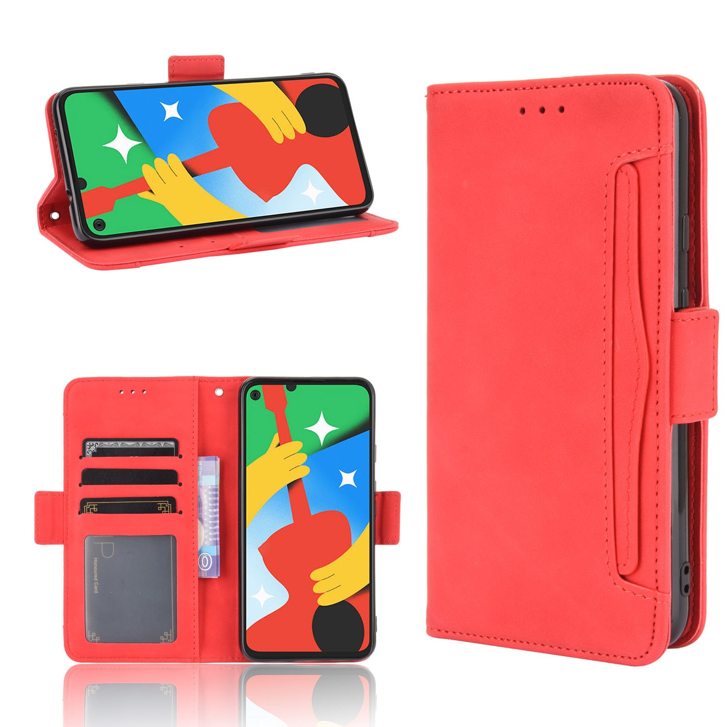 Multi-slot Leather Case Wallet Stand Cover Protector for Google Pixel 4a 5G
