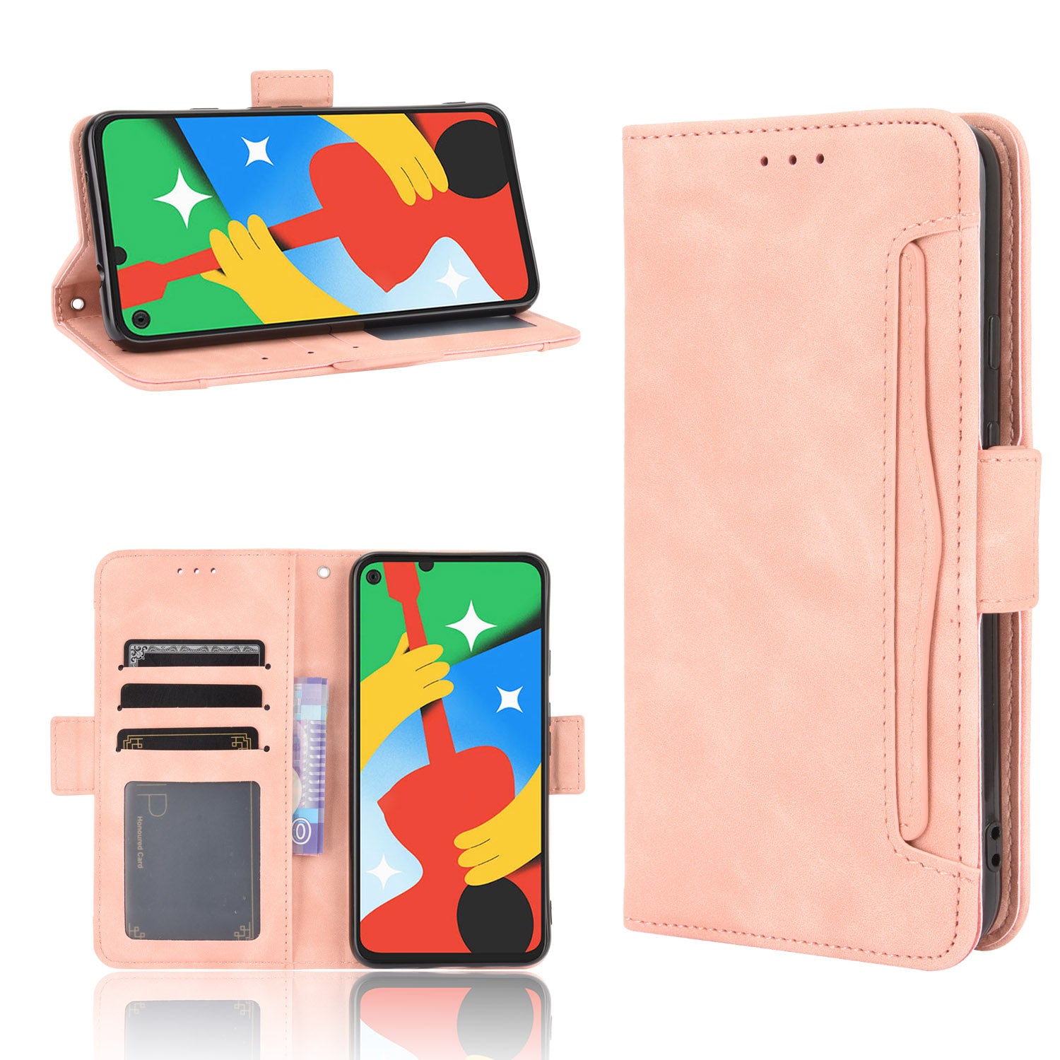 Multi-slot Leather Case Wallet Stand Cover Protector for Google Pixel 4a 5G