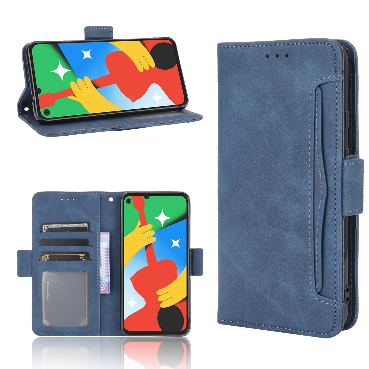 Multi-slot Leather Case Wallet Stand Cover Protector for Google Pixel 4a 5G