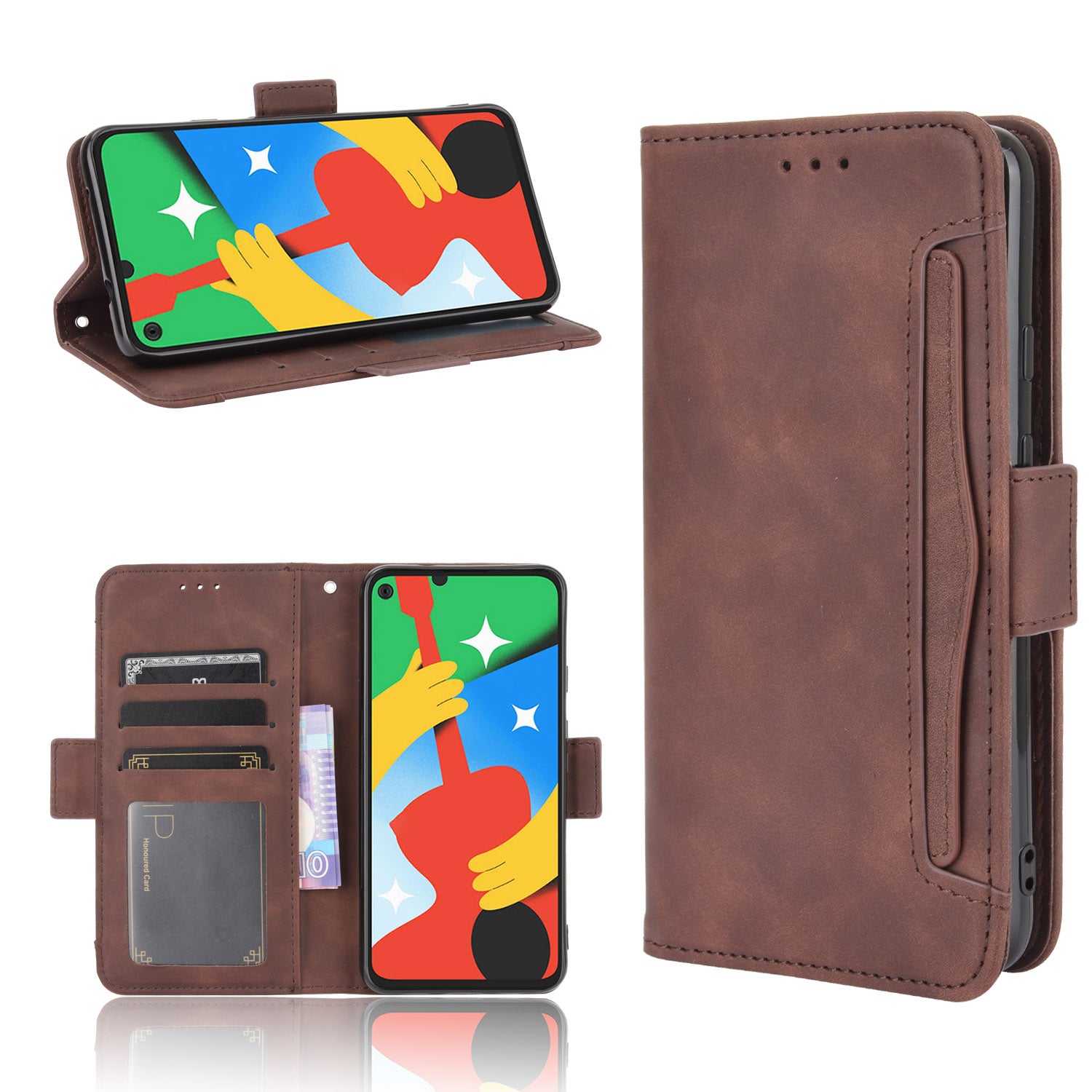 Multi-slot Leather Case Wallet Stand Cover Protector for Google Pixel 4a 5G