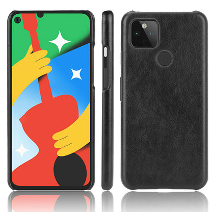 Litchi Skin Leather Coated PC Unique Design Shell for Google Pixel 5