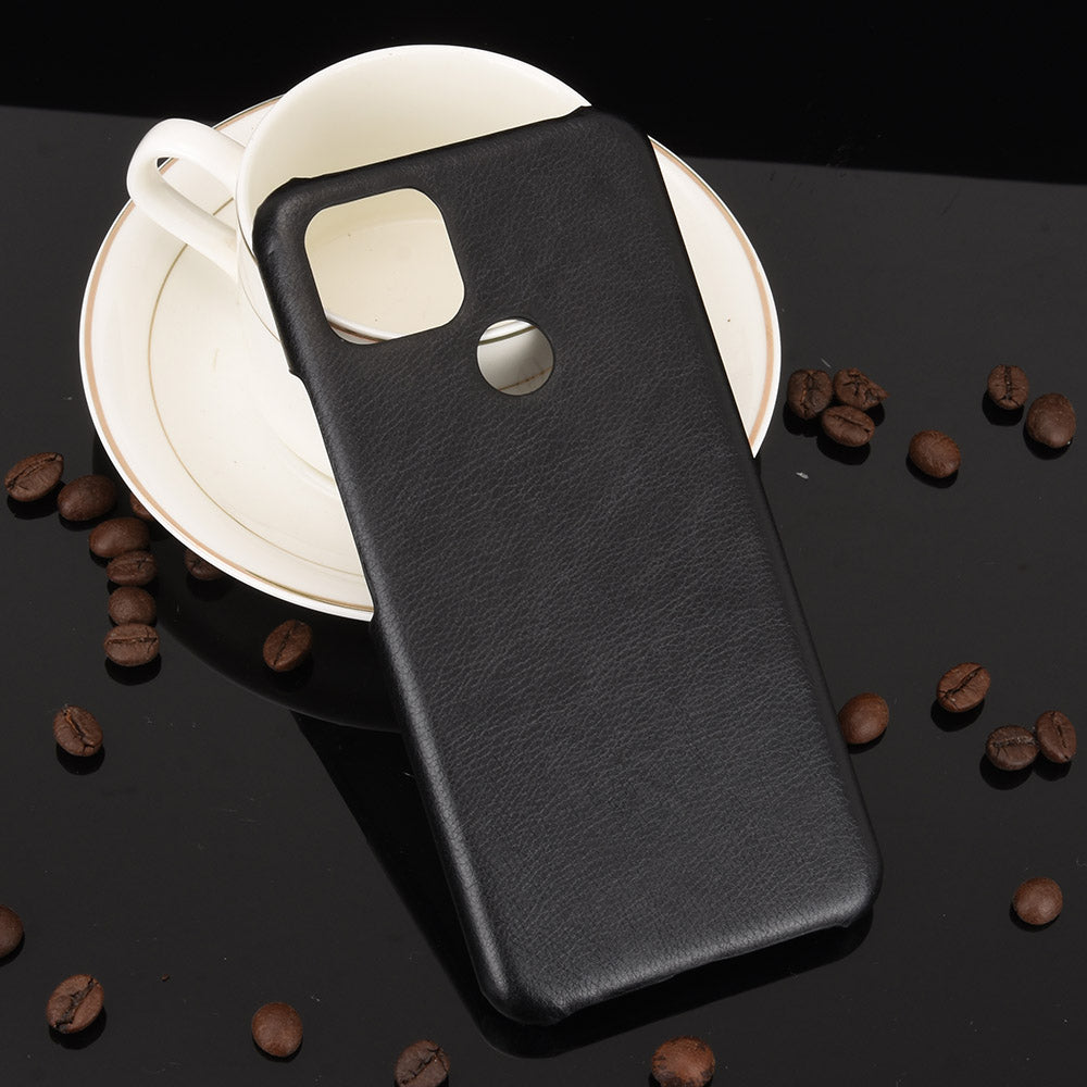 Litchi Skin Leather Coated PC Unique Design Shell for Google Pixel 5