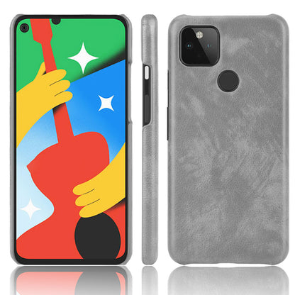 Litchi Skin Leather Coated PC Unique Design Shell for Google Pixel 5