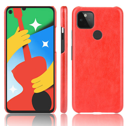 Litchi Skin Leather Coated PC Unique Design Shell for Google Pixel 5