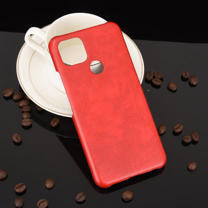 Litchi Skin Leather Coated PC Unique Design Shell for Google Pixel 5