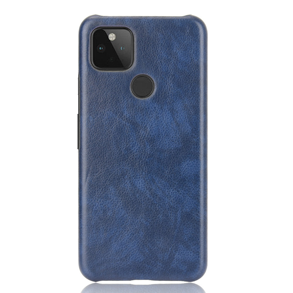 Litchi Skin Leather Coated PC Unique Design Shell for Google Pixel 5