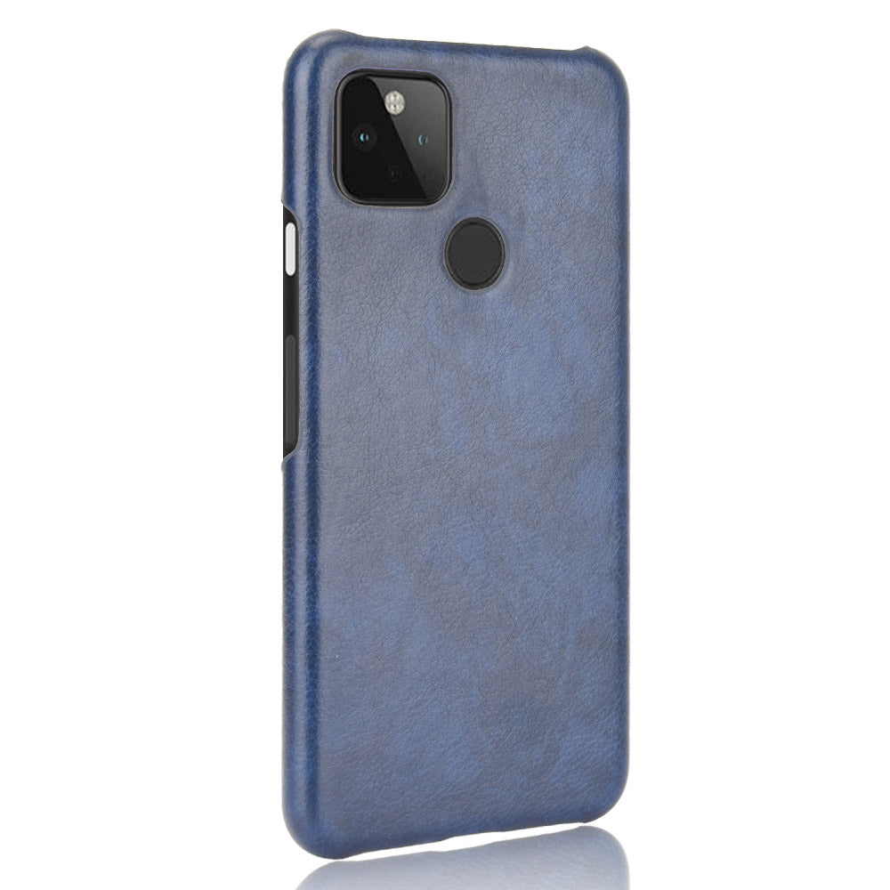 Litchi Skin Leather Coated PC Unique Design Shell for Google Pixel 5