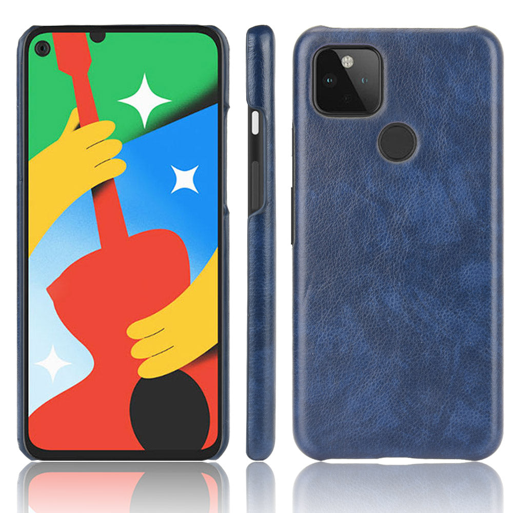 Litchi Skin Leather Coated PC Unique Design Shell for Google Pixel 5