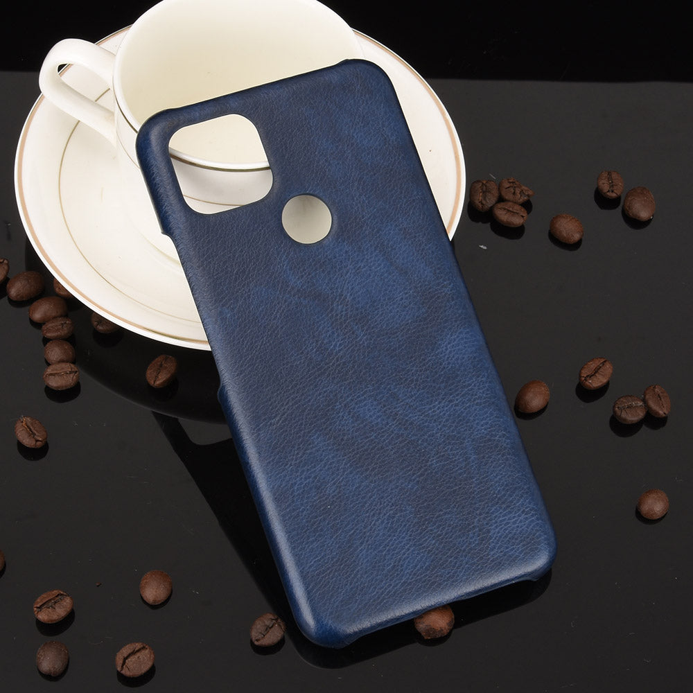 Litchi Skin Leather Coated PC Unique Design Shell for Google Pixel 5