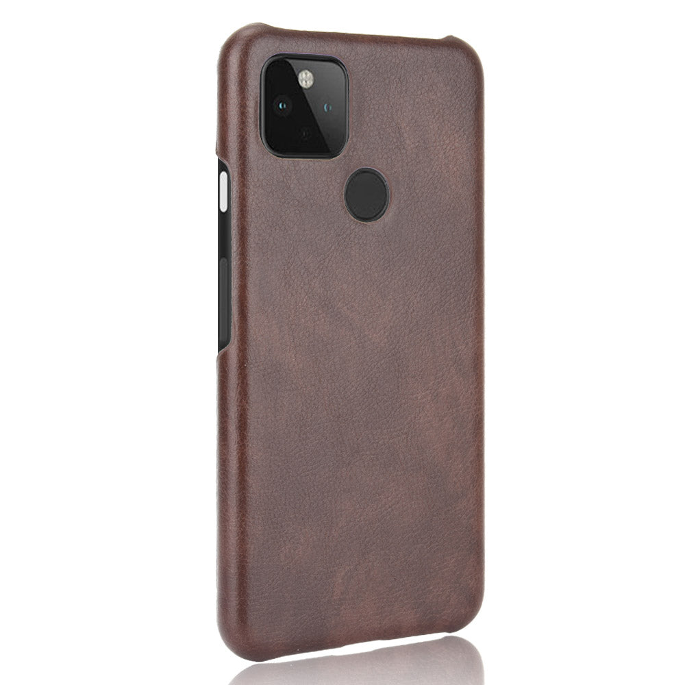 Litchi Skin Leather Coated PC Unique Design Shell for Google Pixel 5