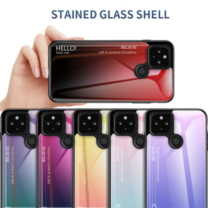Soft TPU Edge + Gradient Tempered Glass Cell Phone Case for Google Pixel 5