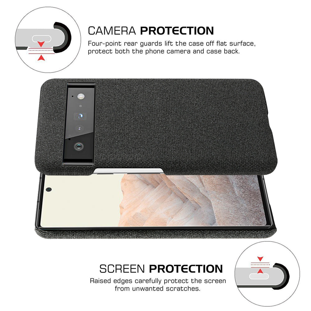 For Google Pixel 6 Pro Cloth Coated Hard PC Shockproof Non-Slip Phone Case Anti-Fingerprints Cover