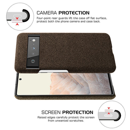 For Google Pixel 6 Pro Cloth Coated Hard PC Shockproof Non-Slip Phone Case Anti-Fingerprints Cover