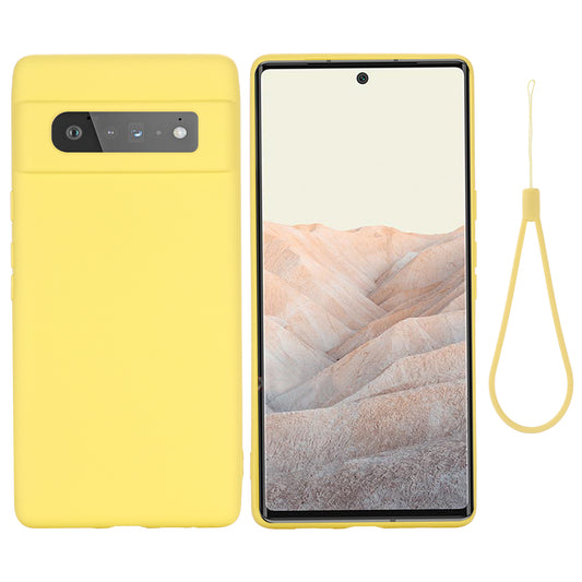 Silky-Soft Touch Liquid Silicone Full Body Protection Shockproof Cover Case with Strap for Google Pixel 6 Pro