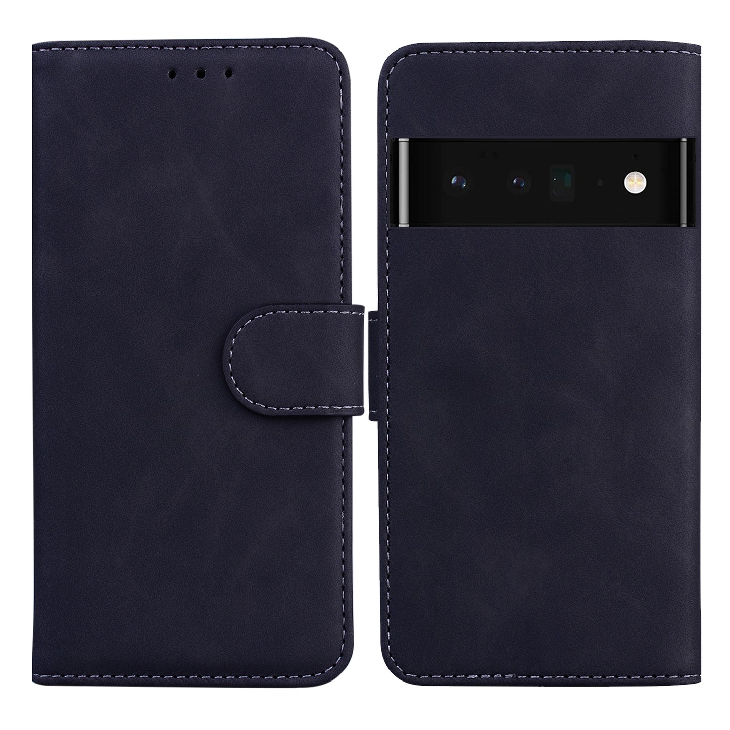 Solid Color Phone Cover Scratch-resistant Premium PU Leather Wallet Design Flip Case with Stand for Google Pixel 6 Pro