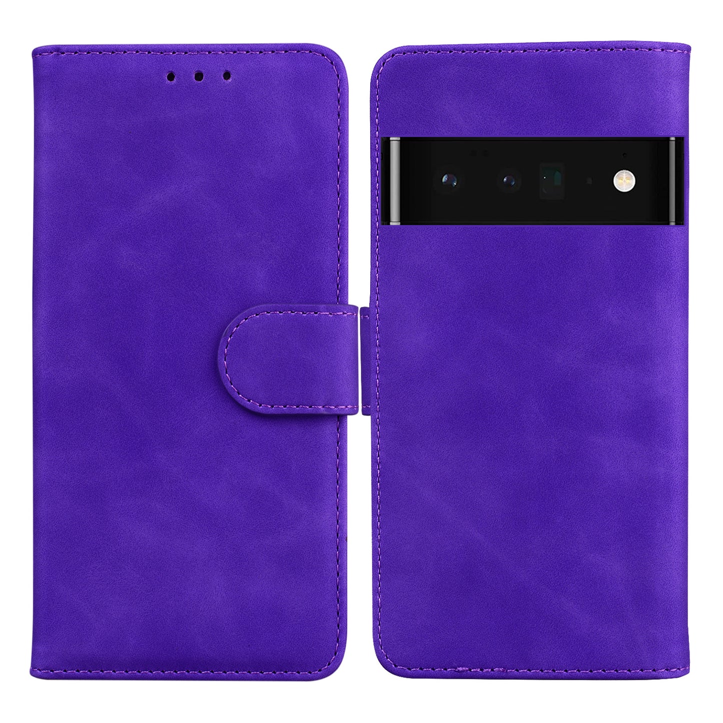 Solid Color Phone Cover Scratch-resistant Premium PU Leather Wallet Design Flip Case with Stand for Google Pixel 6 Pro