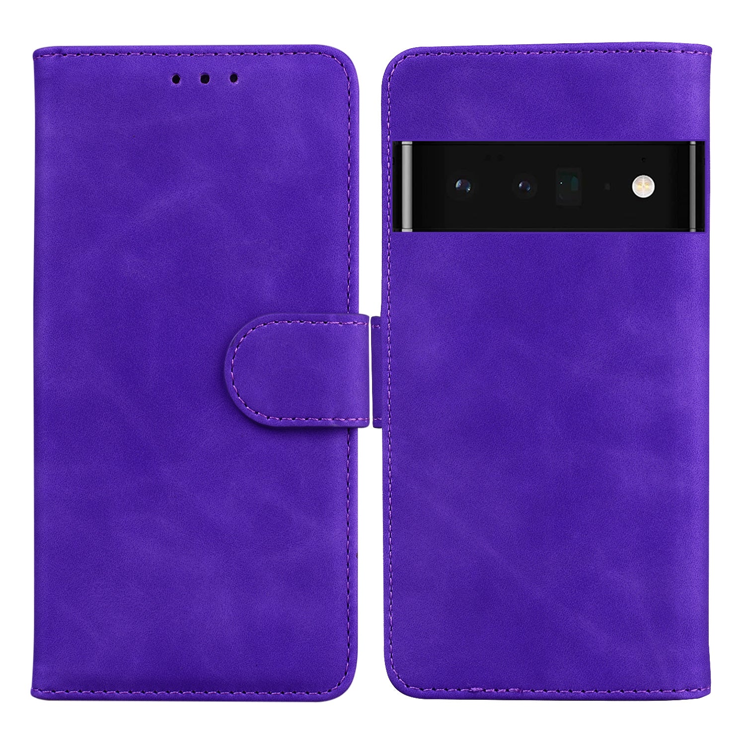 Solid Color Phone Cover Scratch-resistant Premium PU Leather Wallet Design Flip Case with Stand for Google Pixel 6 Pro