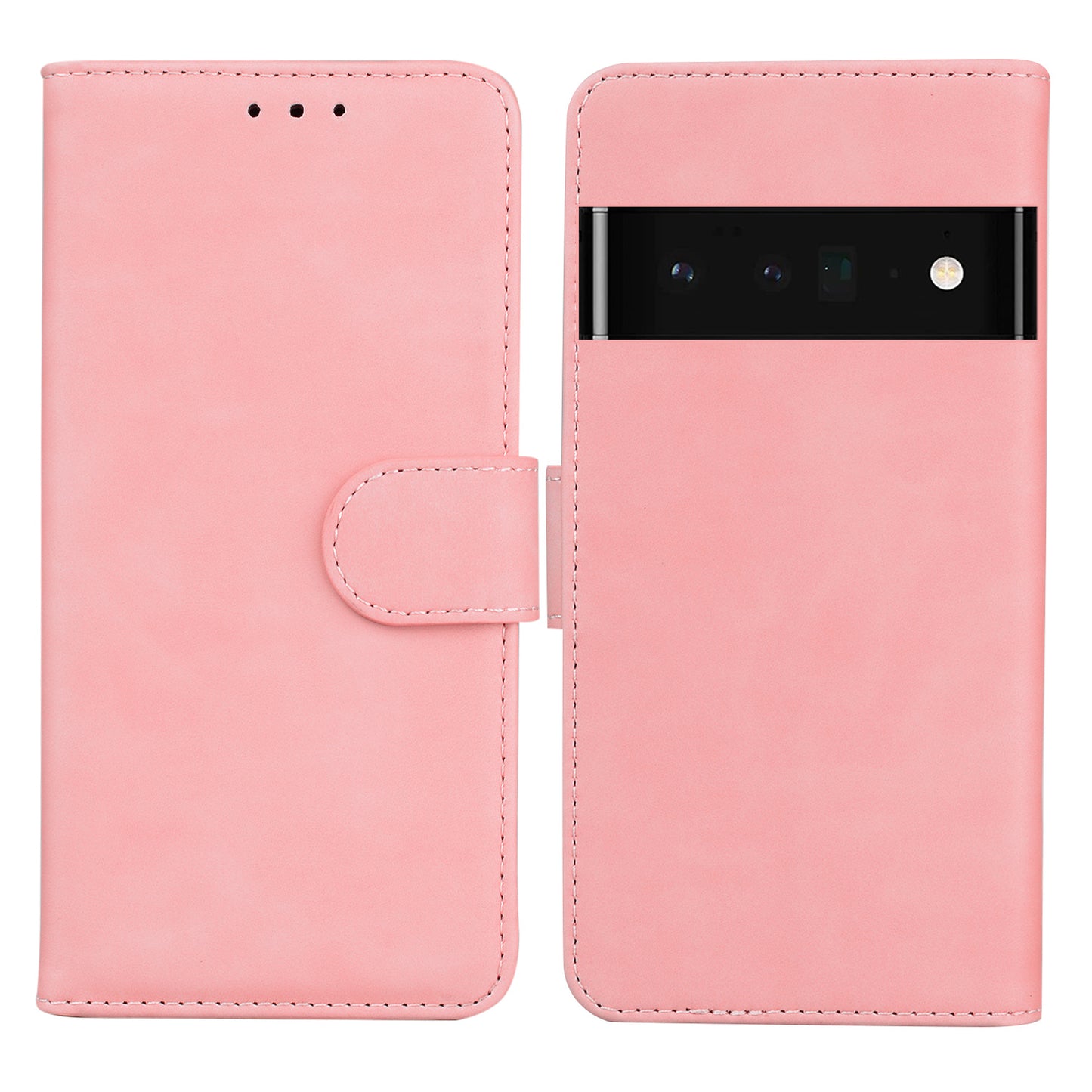 Solid Color Phone Cover Scratch-resistant Premium PU Leather Wallet Design Flip Case with Stand for Google Pixel 6 Pro