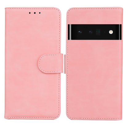 Solid Color Phone Cover Scratch-resistant Premium PU Leather Wallet Design Flip Case with Stand for Google Pixel 6 Pro
