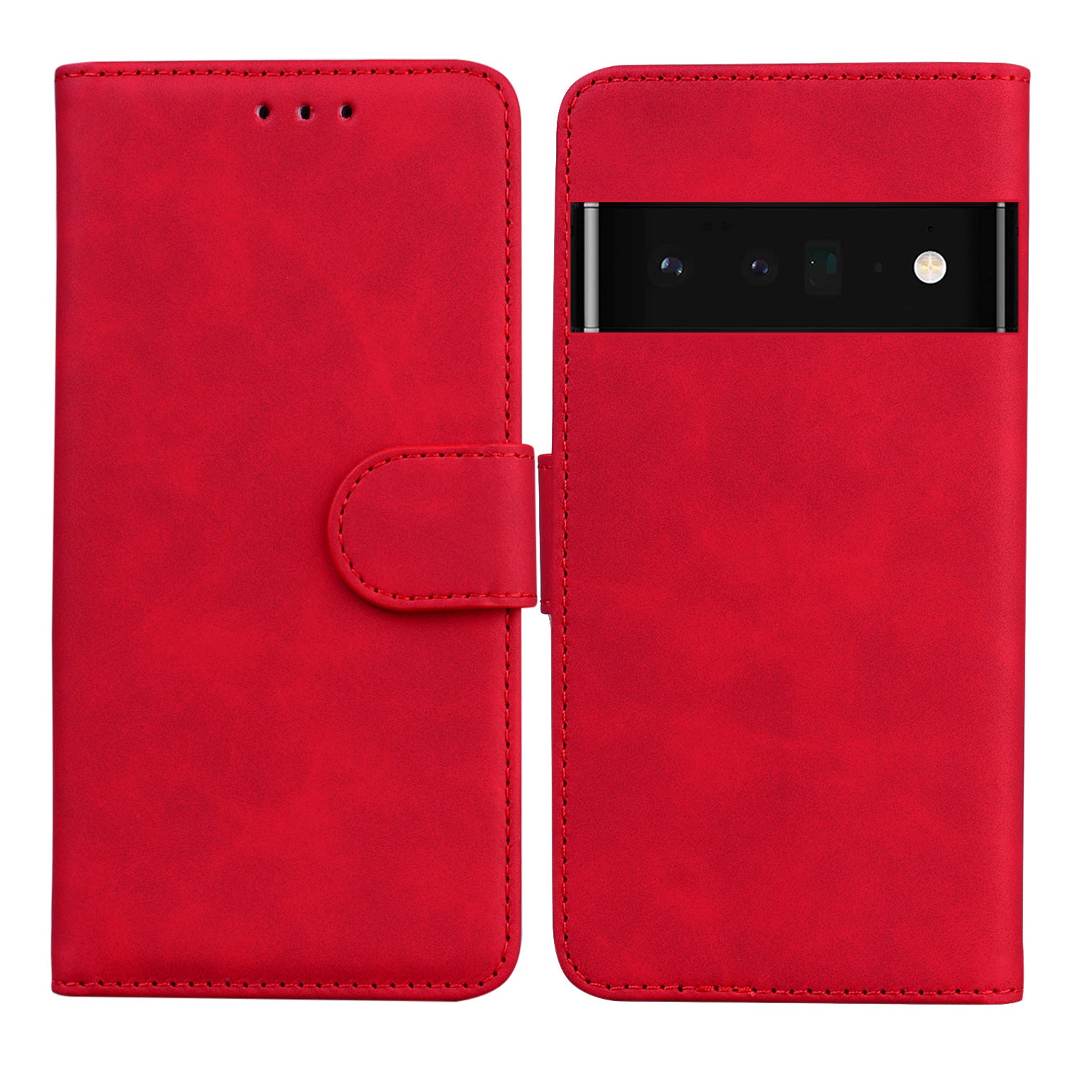 Solid Color Phone Cover Scratch-resistant Premium PU Leather Wallet Design Flip Case with Stand for Google Pixel 6 Pro