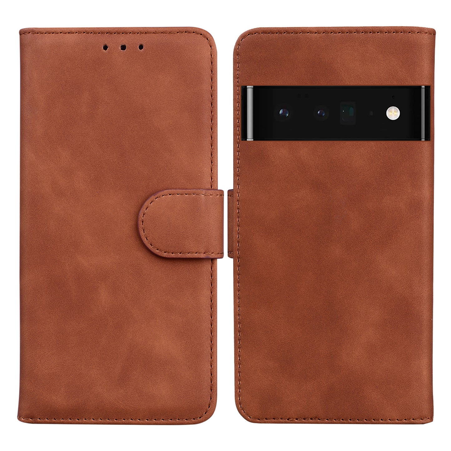Solid Color Phone Cover Scratch-resistant Premium PU Leather Wallet Design Flip Case with Stand for Google Pixel 6 Pro