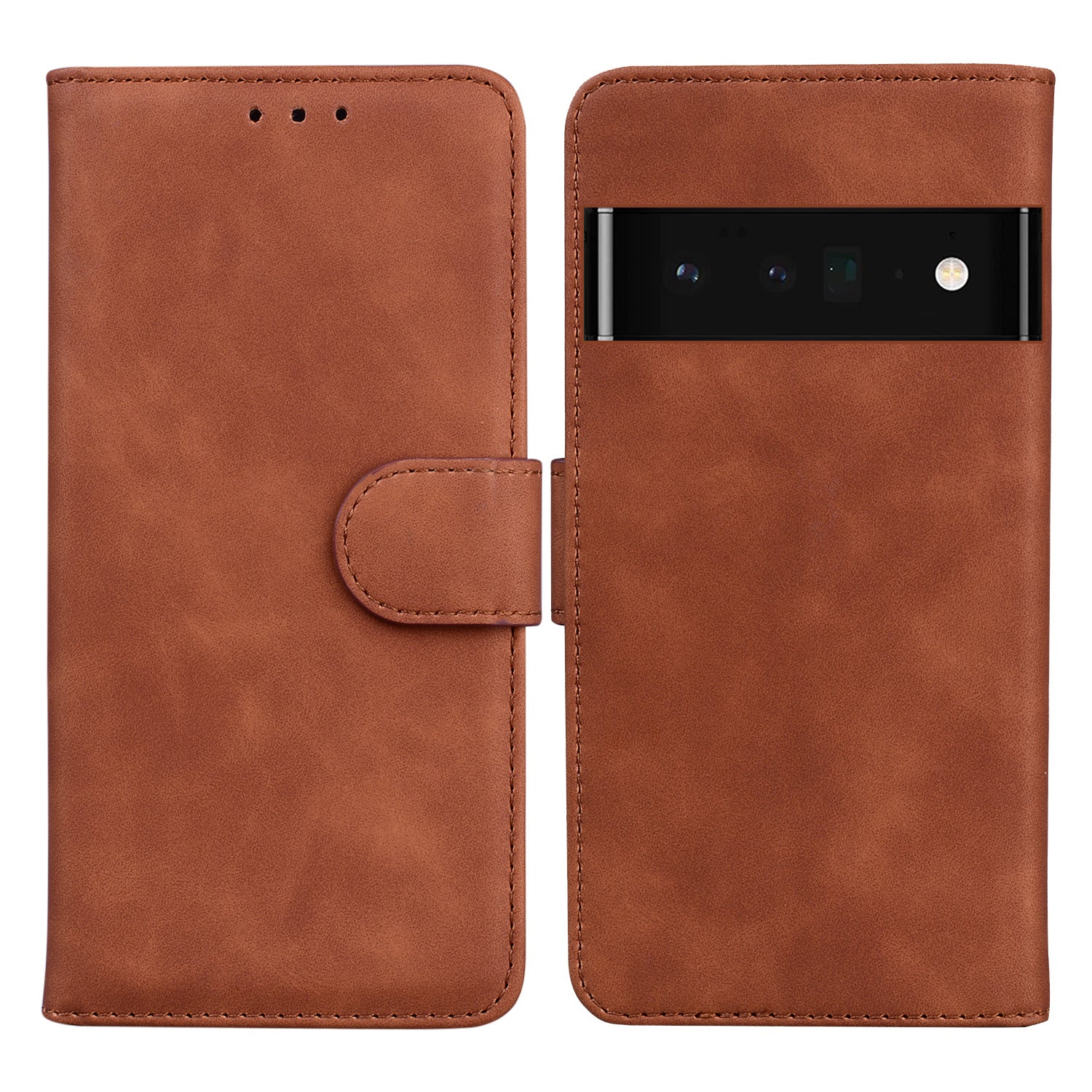 Solid Color Phone Cover Scratch-resistant Premium PU Leather Wallet Design Flip Case with Stand for Google Pixel 6 Pro