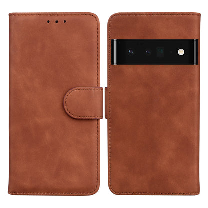 Solid Color Phone Cover Scratch-resistant Premium PU Leather Wallet Design Flip Case with Stand for Google Pixel 6 Pro