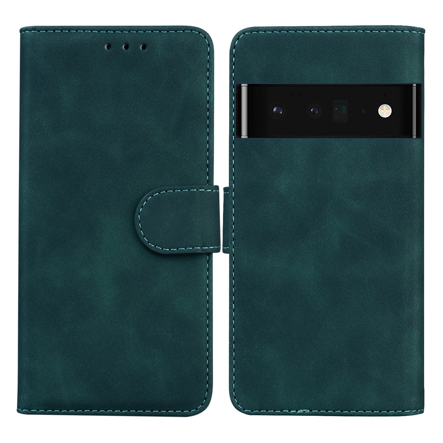 Solid Color Phone Cover Scratch-resistant Premium PU Leather Wallet Design Flip Case with Stand for Google Pixel 6 Pro