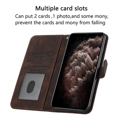 YX 0010  Leather Protective Case Compatible for Google Pixel 6 Supporting Stand Wallet Feature Shockproof Rhombus and Lines Imprinting Skin-touch Feel Phone Shell