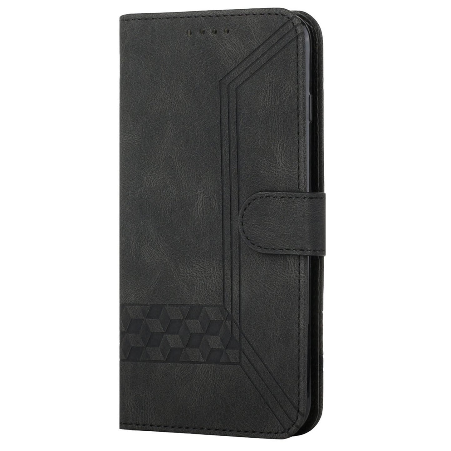 YX 0010  Leather Protective Case Compatible for Google Pixel 6 Supporting Stand Wallet Feature Shockproof Rhombus and Lines Imprinting Skin-touch Feel Phone Shell