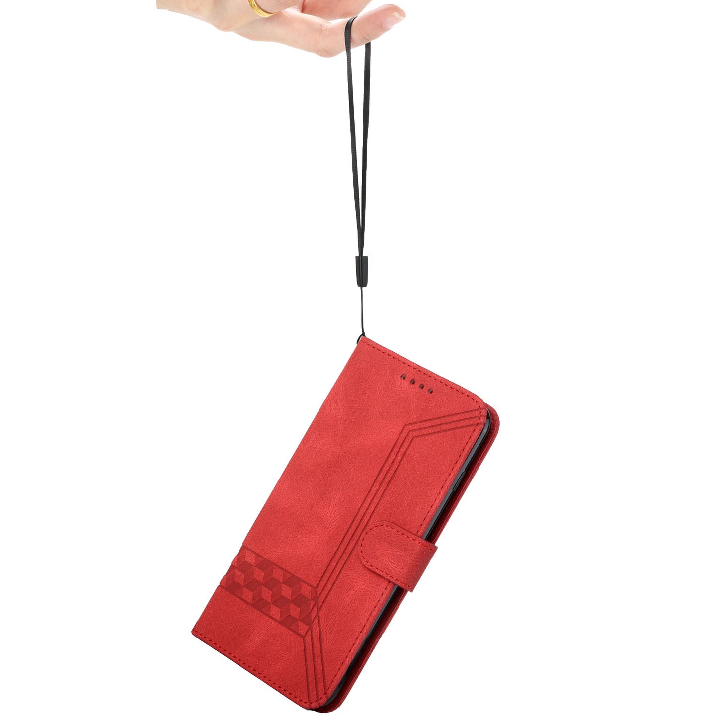 YX 0010  Leather Protective Case Compatible for Google Pixel 6 Supporting Stand Wallet Feature Shockproof Rhombus and Lines Imprinting Skin-touch Feel Phone Shell