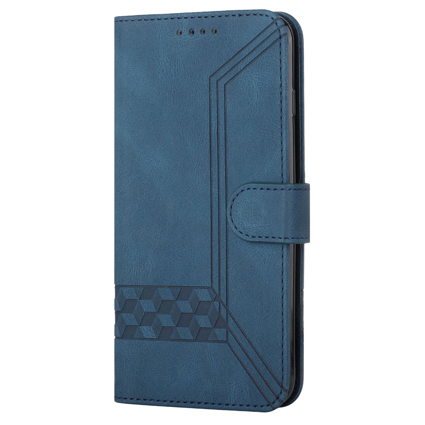 YX 0010  Leather Protective Case Compatible for Google Pixel 6 Supporting Stand Wallet Feature Shockproof Rhombus and Lines Imprinting Skin-touch Feel Phone Shell