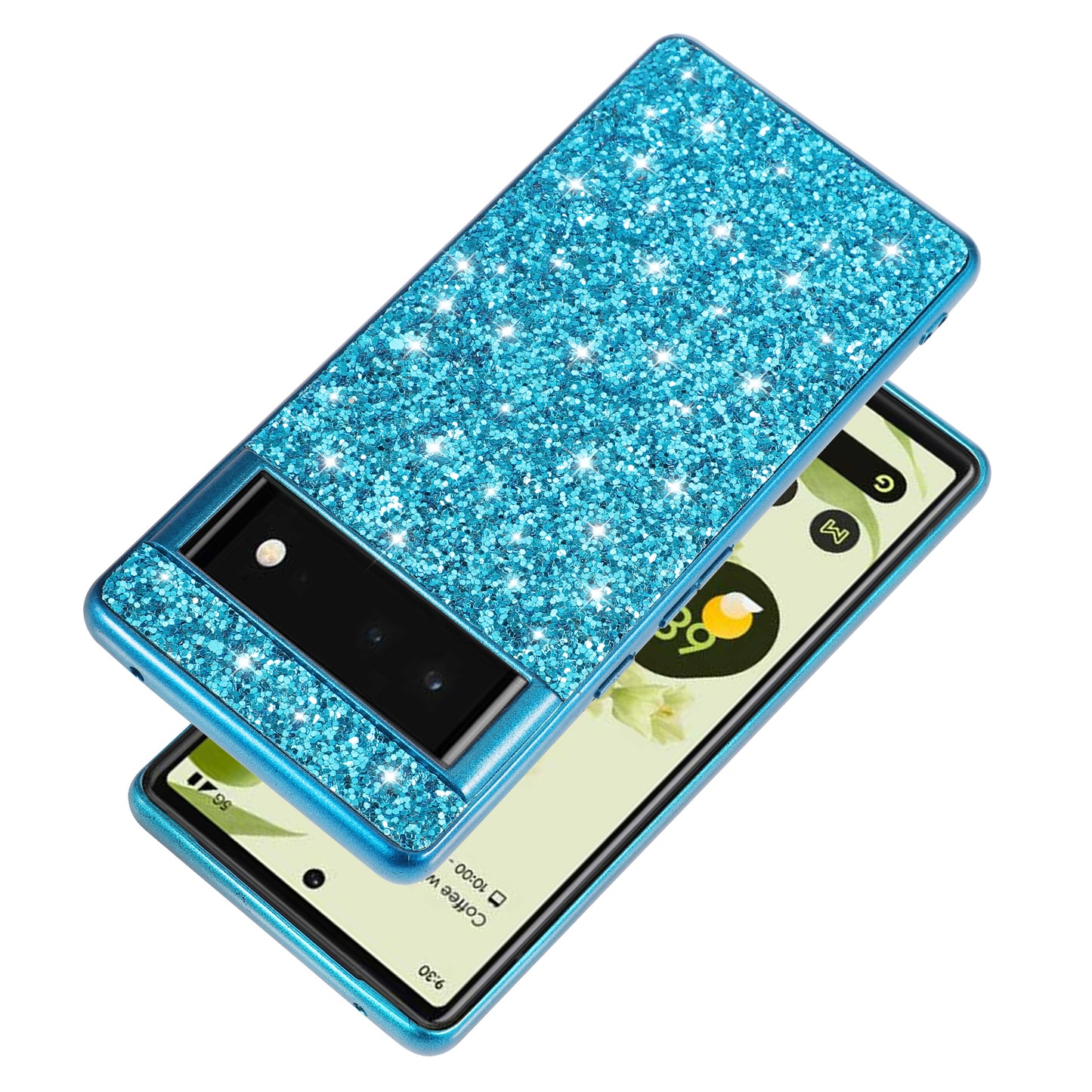 Glitter Sequins Electroplating Frame Soft TPU + Hard PC Well-protected Phone Case Cover for Google Pixel 6