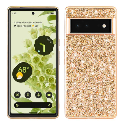 Glitter Sequins Electroplating Frame Soft TPU + Hard PC Well-protected Phone Case Cover for Google Pixel 6