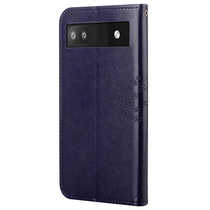 Scratch-proof PU Leather Protective Cover Imprinted Owl Pattern Phone Case with Stand Wallet for Google Pixel 6a