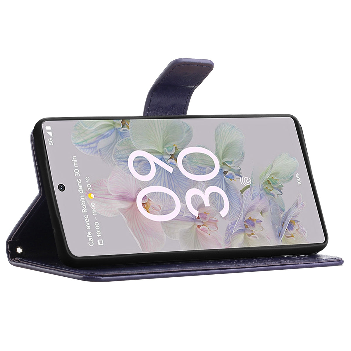 Scratch-proof PU Leather Protective Cover Imprinted Owl Pattern Phone Case with Stand Wallet for Google Pixel 6a