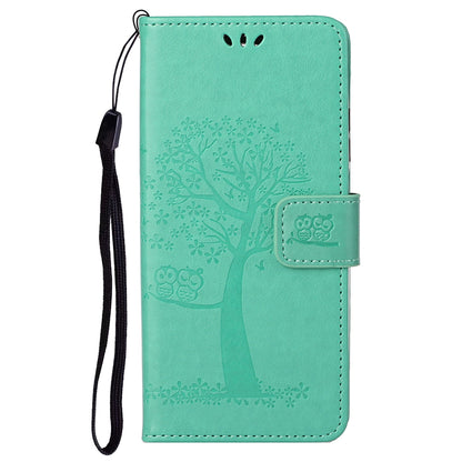 Scratch-proof PU Leather Protective Cover Imprinted Owl Pattern Phone Case with Stand Wallet for Google Pixel 6a
