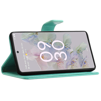 Scratch-proof PU Leather Protective Cover Imprinted Owl Pattern Phone Case with Stand Wallet for Google Pixel 6a