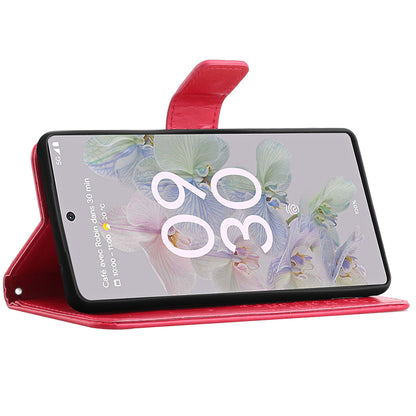 Scratch-proof PU Leather Protective Cover Imprinted Owl Pattern Phone Case with Stand Wallet for Google Pixel 6a