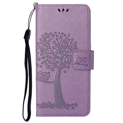 Scratch-proof PU Leather Protective Cover Imprinted Owl Pattern Phone Case with Stand Wallet for Google Pixel 6a