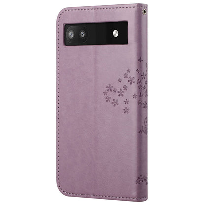 Scratch-proof PU Leather Protective Cover Imprinted Owl Pattern Phone Case with Stand Wallet for Google Pixel 6a