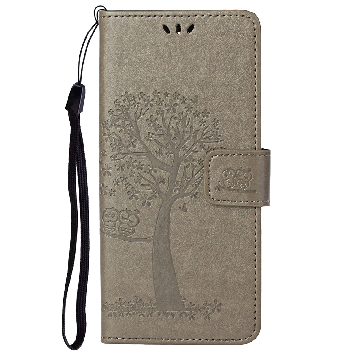 Scratch-proof PU Leather Protective Cover Imprinted Owl Pattern Phone Case with Stand Wallet for Google Pixel 6a