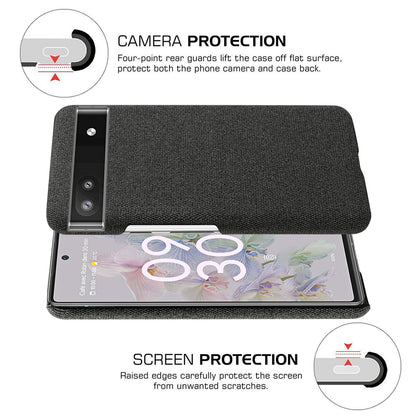 Cloth Texture Coating Shockproof Hard PC Phone Case Shell for Google Pixel 6a