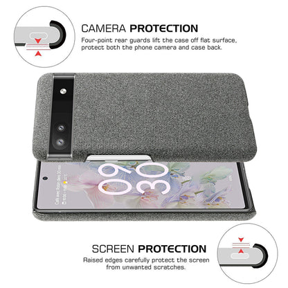 Cloth Texture Coating Shockproof Hard PC Phone Case Shell for Google Pixel 6a