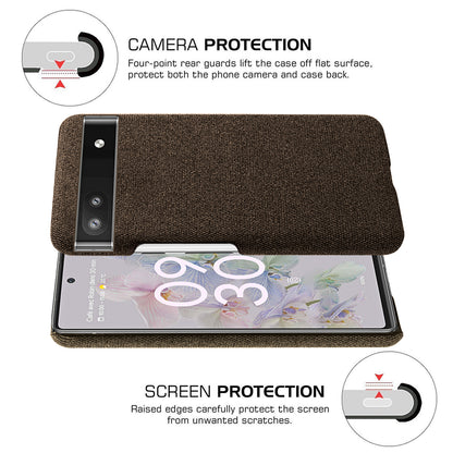 Cloth Texture Coating Shockproof Hard PC Phone Case Shell for Google Pixel 6a